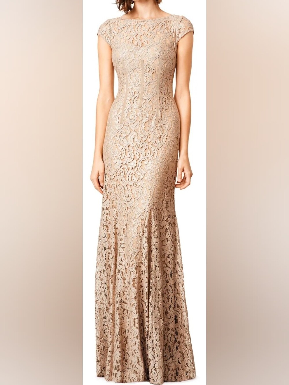 Haley Paige NWT Ivory Lace Cap Sleeve V-neck Dress Size 12 #52157
